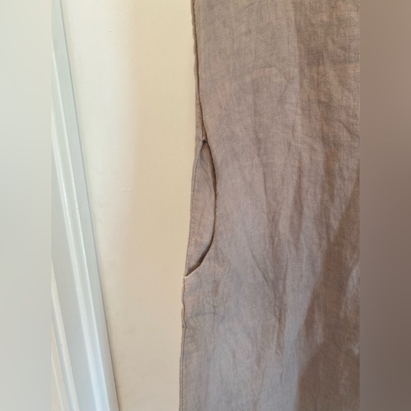 Lungo Larno 100% Linen dress women’s size small grey Pockets scoop Neck office - Picture 5 of 8